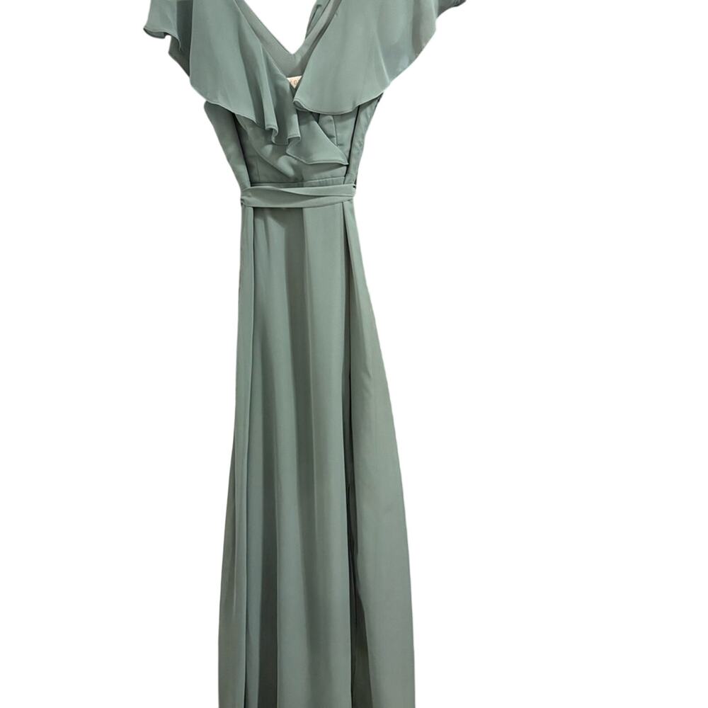 Birdy Grey Sage Green Ruffle Wrap Maxi Dress - Picture 5 of 11